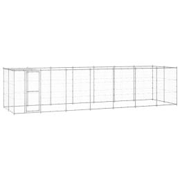 Outdoor Dog Kennel Galvanized Steel with Roof 182.3 ftÂ²