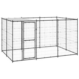 Outdoor Dog Kennel Steel with Roof 78.1 ftÂ²