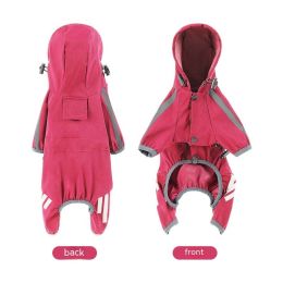 Big Dog Raincoat Cape-style Reflective Stripe Pet (Option: Pink-M)