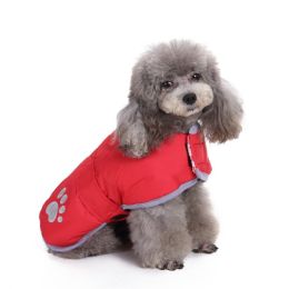 Reflective Dog Cotton Clothes Winter (Option: DZ148 Red Two Sided Wear-M)