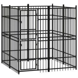 Outdoor Dog Kennel Steel 39.7 ftÂ¬â‰¤ (Color: Black)