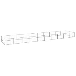 Dog Kennel Silver 215.3 ftÂ² Steel (Color: Silver)