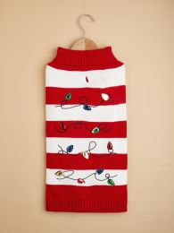 Pet Striped Christmas Lantern Turtleneck Sweater (Option: Red And White-M)