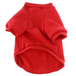 Pet Clothes Fleece-lined Thickened Solid Color Hoodie (Option: Red-XXL)