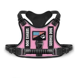 Shock Absorption Comfortable Night Vision Reflective Pet Harness Dog Vest Traction Chest Strap (Option: Pink-M)