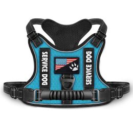 Shock Absorption Comfortable Night Vision Reflective Pet Harness Dog Vest Traction Chest Strap (Option: Blue-M)